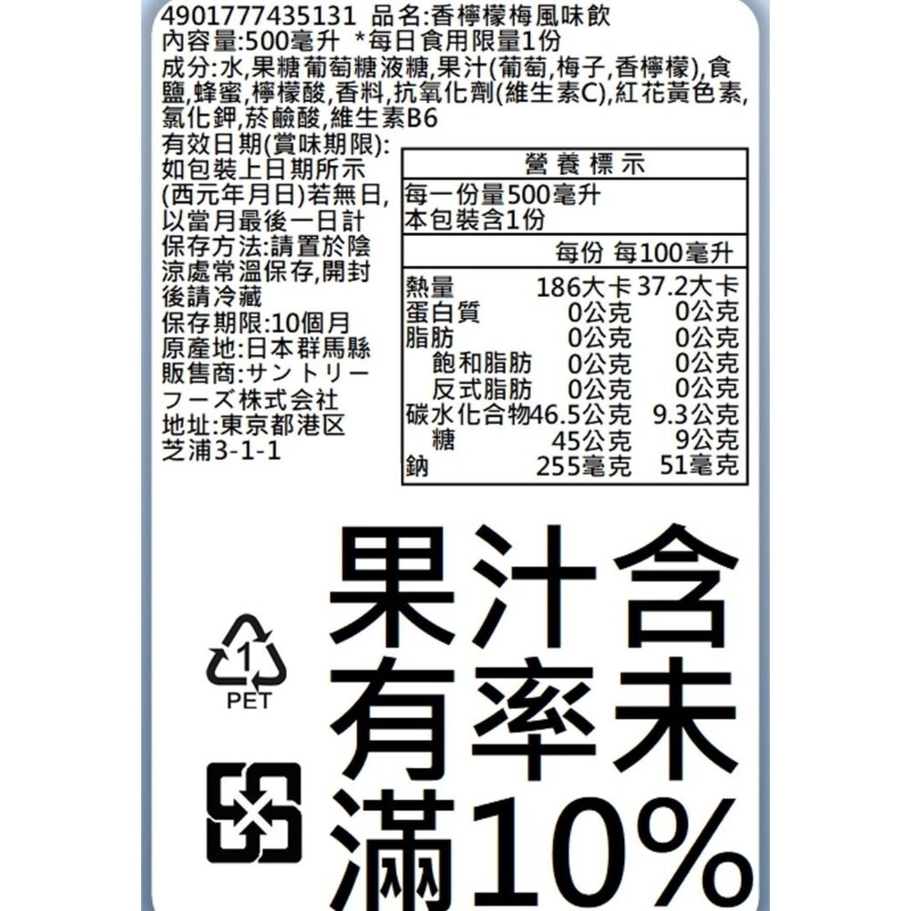日本SUNTORY 三得利 CRAFT BOSS 香檸梅風味飲料 500ml/瓶 梅子 梅子茶-細節圖6
