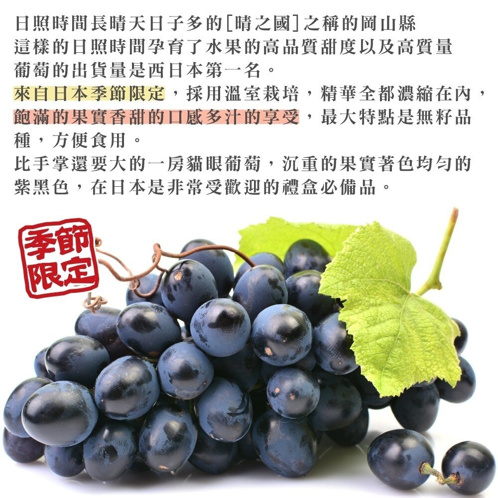 日本麝香/貓眼葡萄雙拼禮盒 0運費【果之蔬】麝香葡萄 貓眼葡萄 雙色葡萄 葡萄禮盒 日本葡萄-細節圖4
