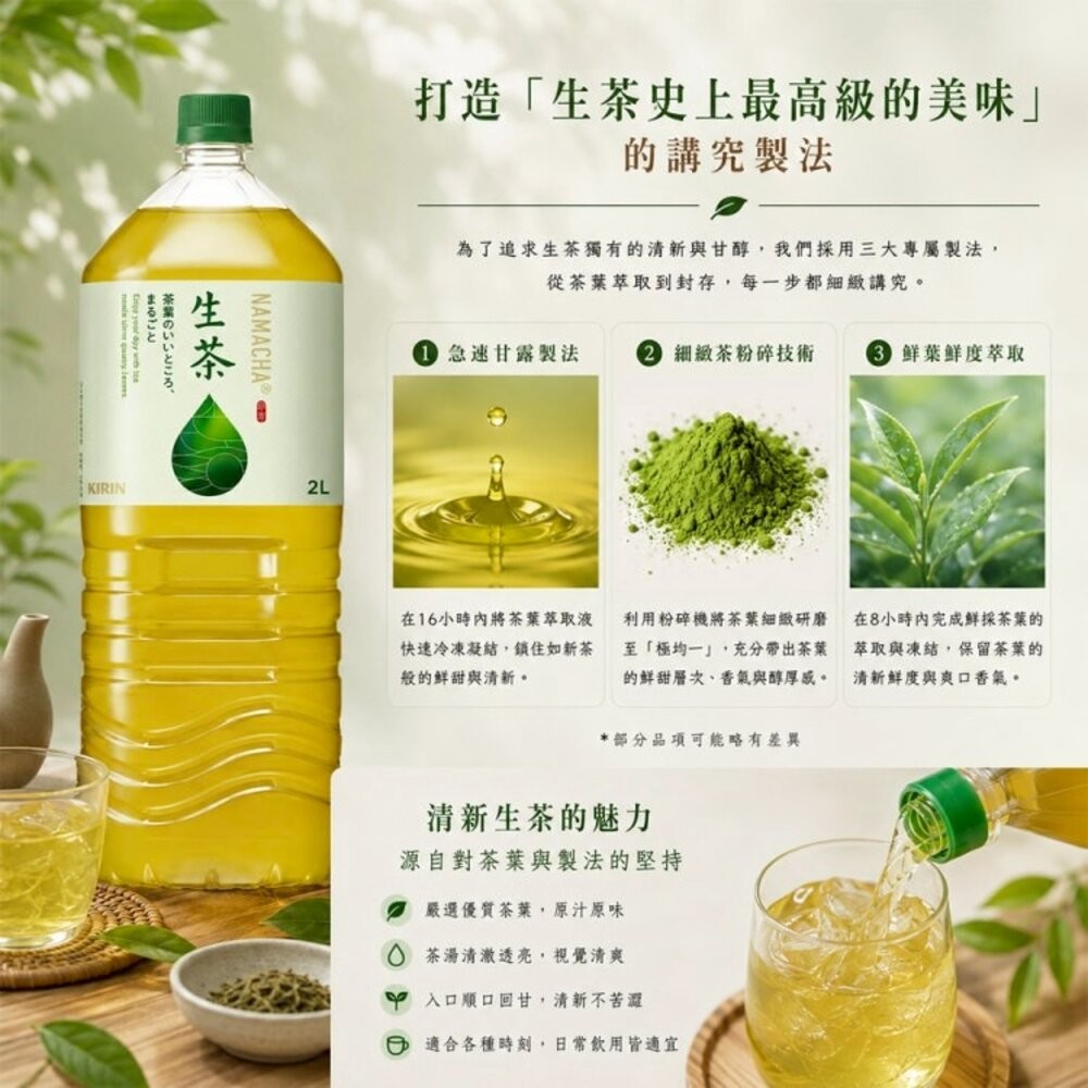 日本Kirin 麒麟大罐生茶 原裝6瓶組(2L/瓶) 0運費 無糖綠茶 無糖茶-細節圖4
