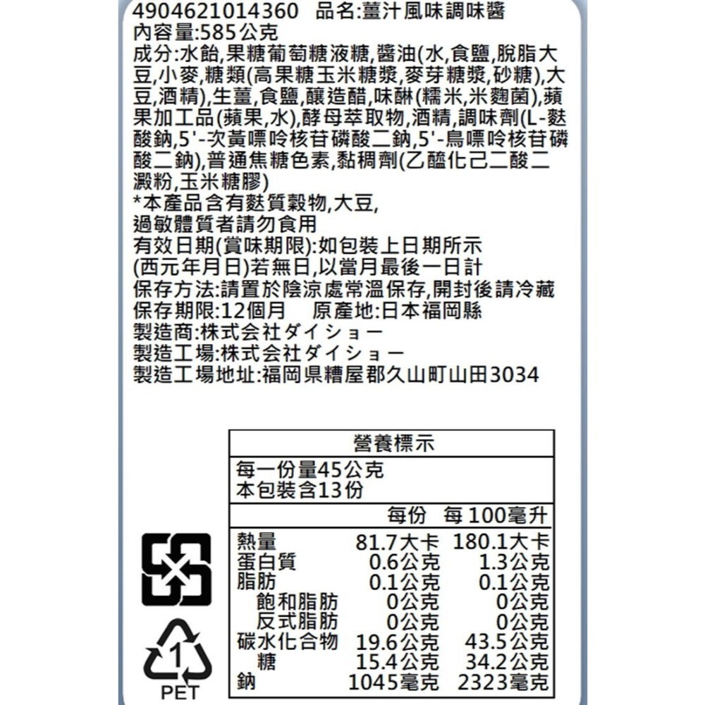 秘製薑汁燒肉醬