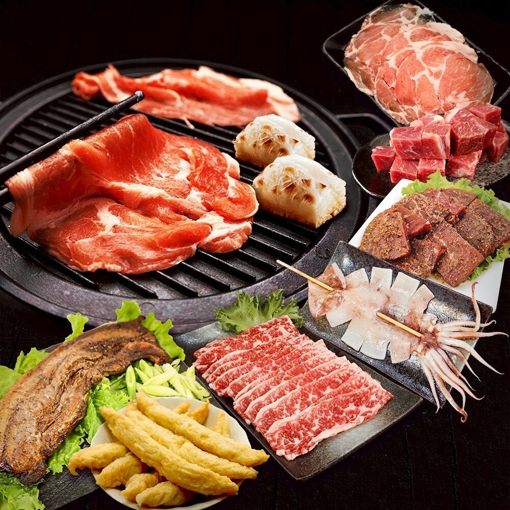 中秋烤肉-歡聚享樂8件組(約3-5人份)【天天鮮配】豬肉片 天婦羅 牛小排 魷魚串 牛肉片 骰子牛 烤肉醬 烤肉組-細節圖2