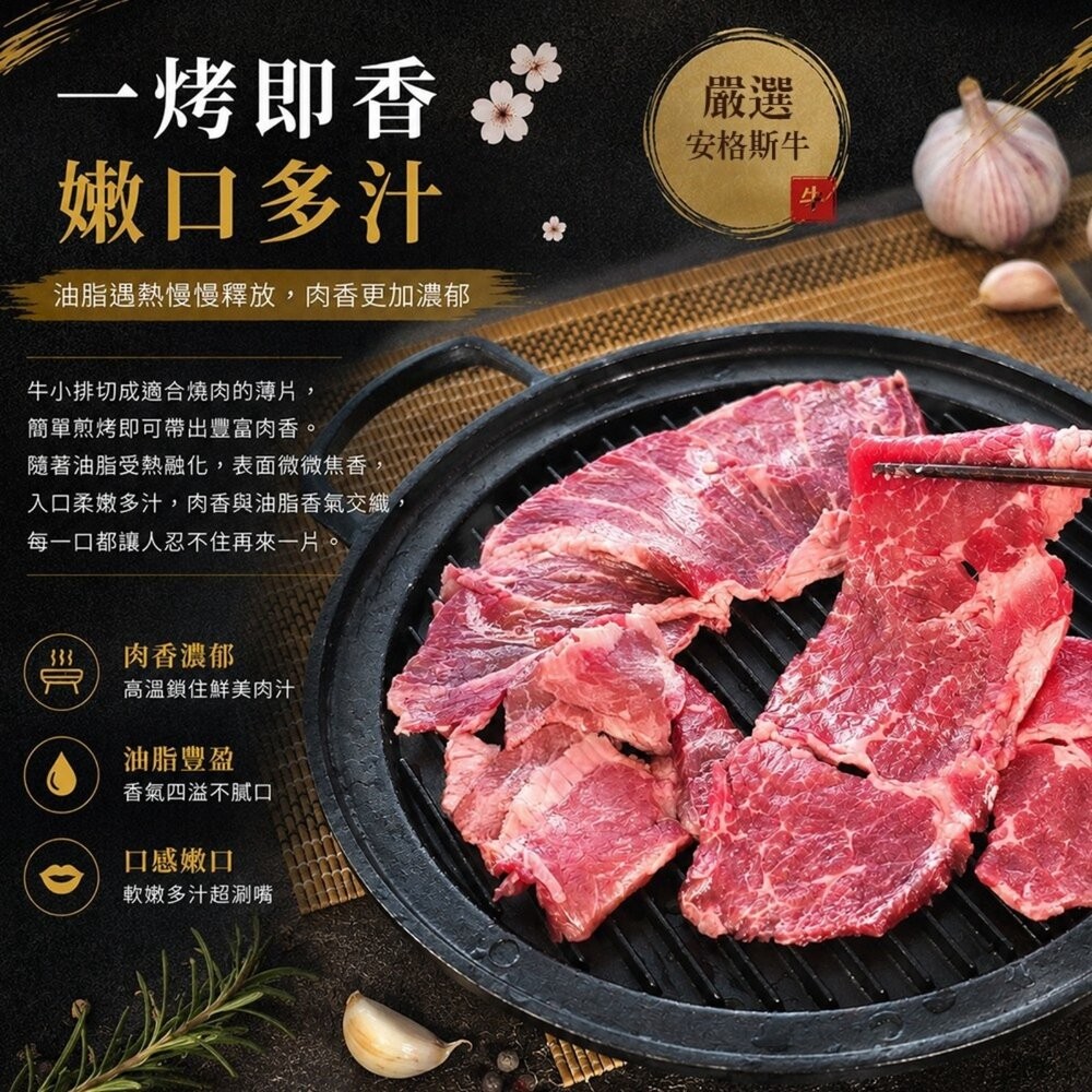 美國安格斯牛小排燒肉片(每盒150g±10%)【天天鮮配】滿額免運 牛小排肉片 無骨牛小排 燒烤火鍋皆宜 冷凍牛肉片-細節圖5