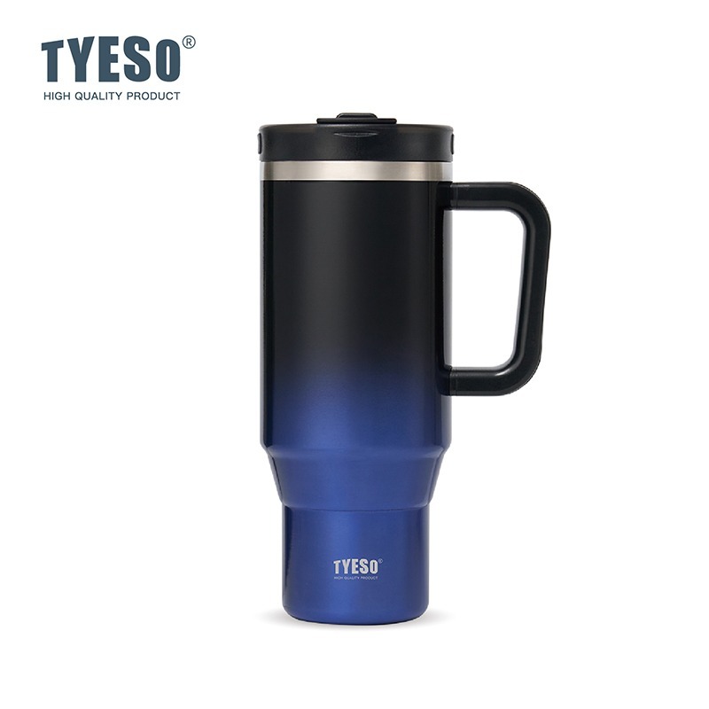 新款 TYESO漸變色手把冰霸杯 304不鏽鋼保溫杯 旋轉杯蓋雙飲吸管保溫杯 大容量手把冰霸杯 環保隨行杯咖啡杯 車載杯-規格圖9