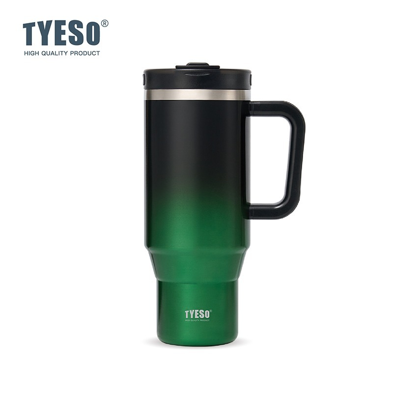 新款 TYESO漸變色手把冰霸杯 304不鏽鋼保溫杯 旋轉杯蓋雙飲吸管保溫杯 大容量手把冰霸杯 環保隨行杯咖啡杯 車載杯-規格圖9