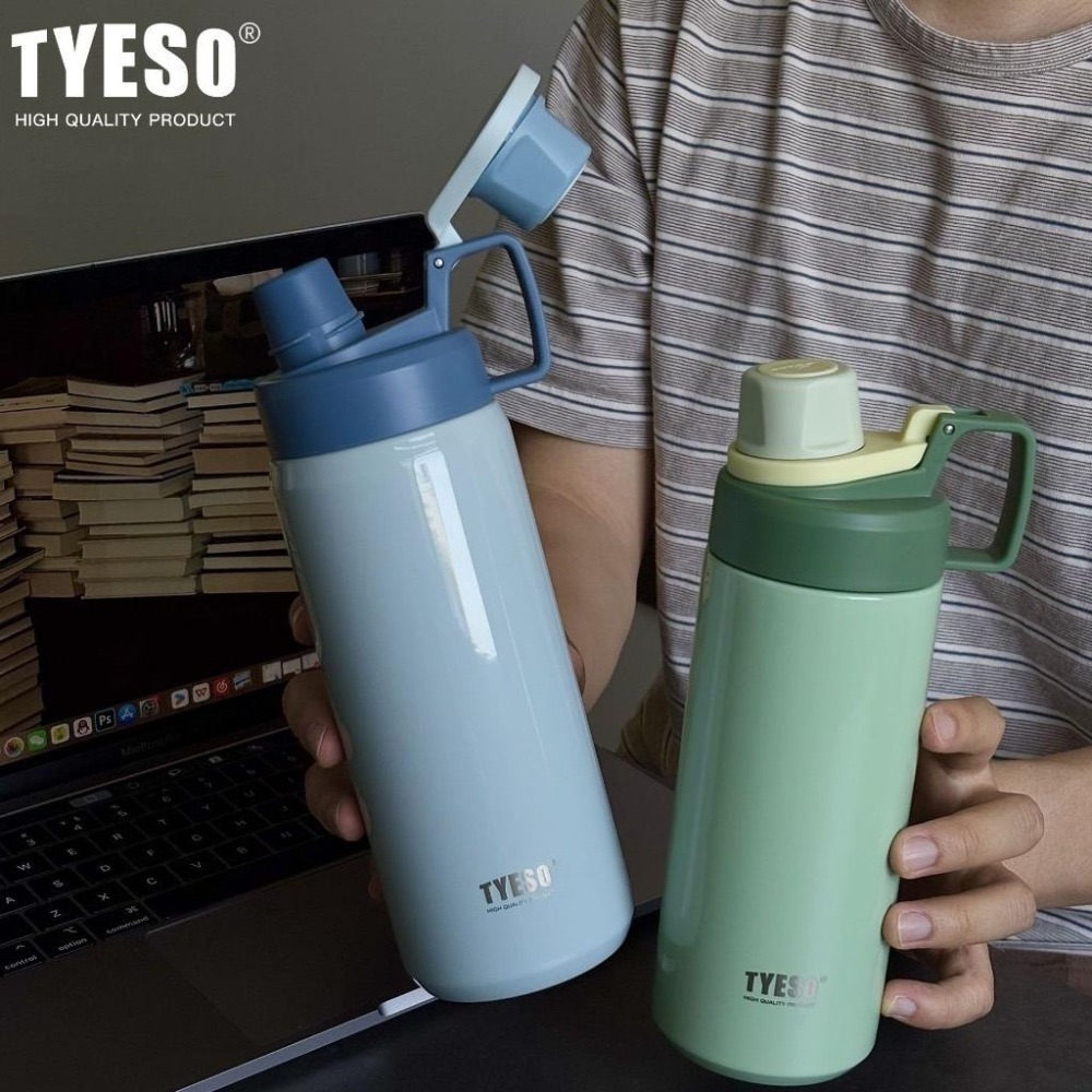 【7-ELEVEN 門市團購】免運TYESO保溫杯304不鏽鋼600ml/750ml/900ml大容量運動保溫附矽膠提手-細節圖3