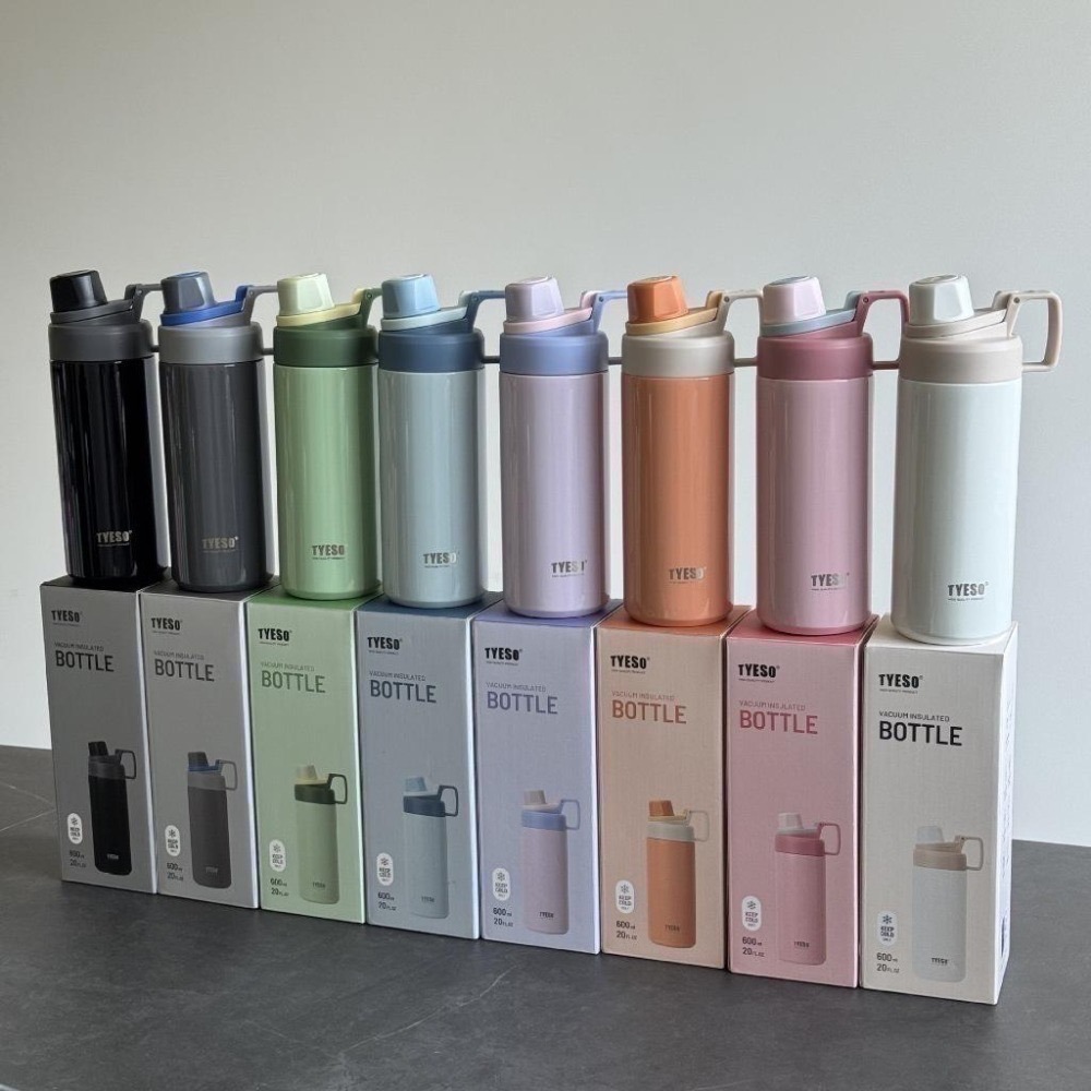 【限時購】免運TYESO保溫杯304不鏽鋼600ml/750ml/900ml大容量運動保溫附矽膠提手-細節圖9