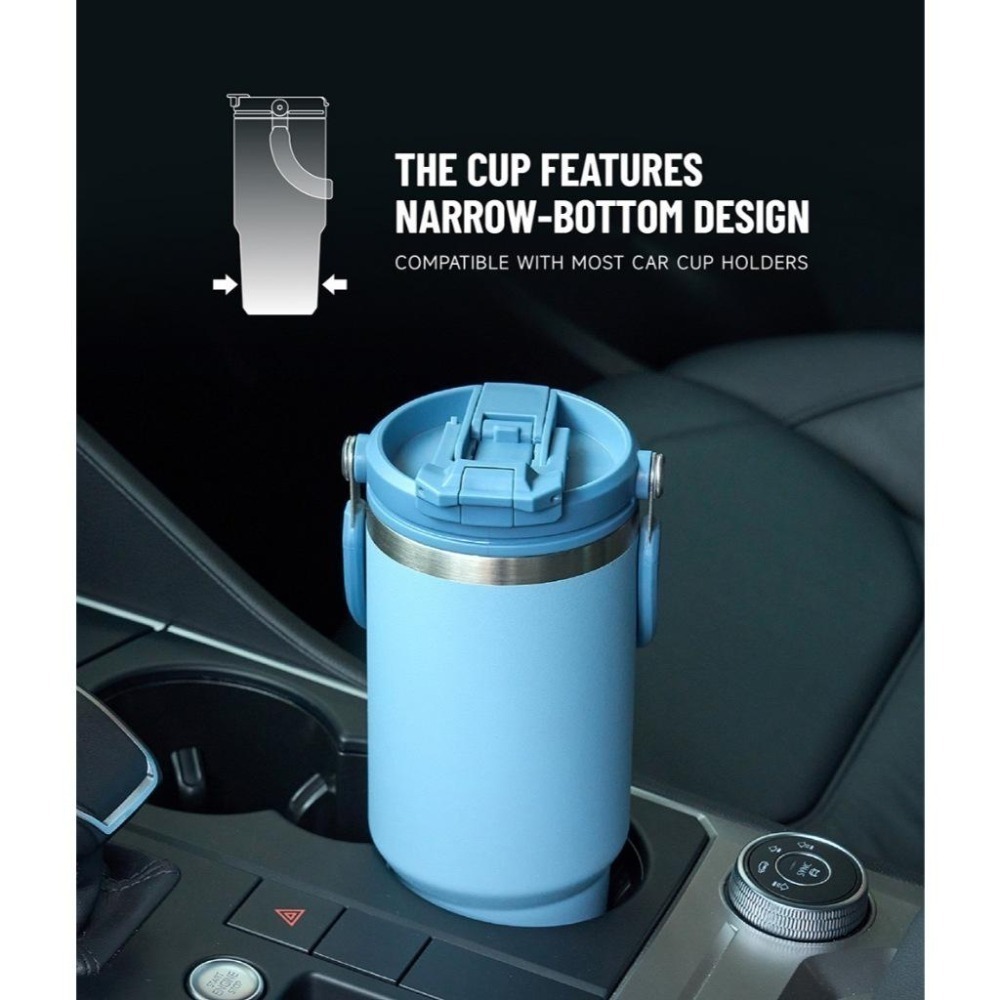 TYESO提手吸管保溫杯 600/750/900/1050/1200ml雙飲式冰霸杯 防漏手提咖啡杯 保溫保冷隨行車載杯-細節圖6