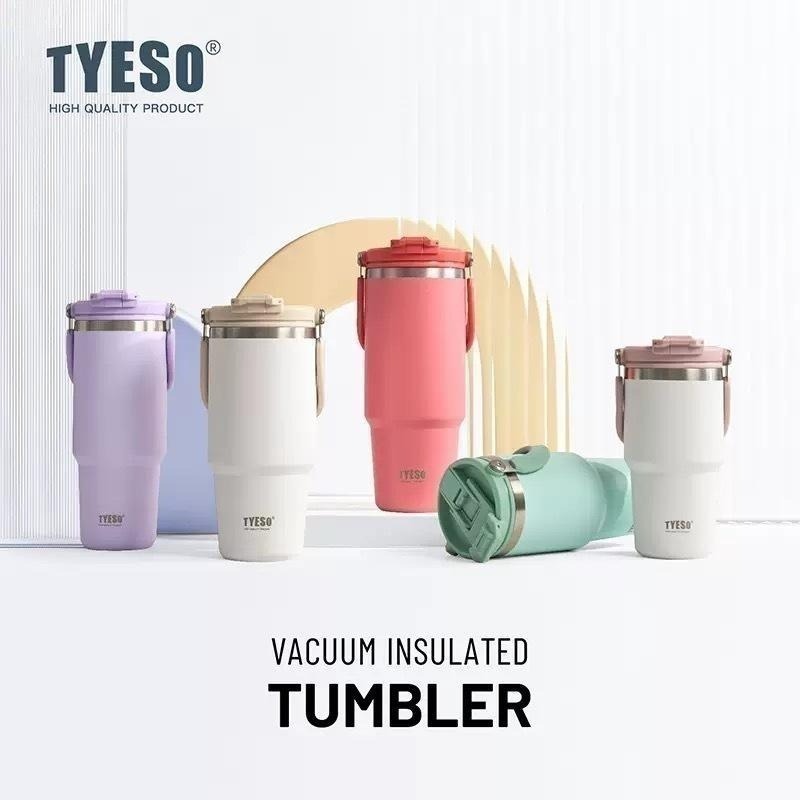 【限時購】TYESO提手吸管保溫杯 600/750/900/1050/1200ml雙飲式冰霸杯 防漏手提咖啡杯 隨行杯-細節圖9