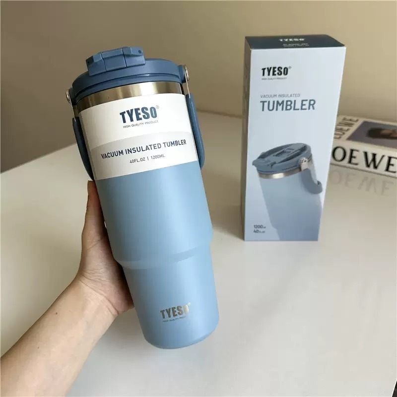 【限時購】TYESO提手吸管保溫杯 600/750/900/1050/1200ml雙飲式冰霸杯 防漏手提咖啡杯 隨行杯-規格圖10