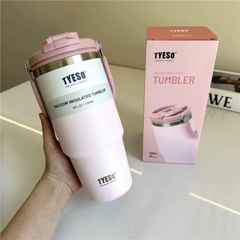 【限時購】TYESO提手吸管保溫杯 600/750/900/1050/1200ml雙飲式冰霸杯 防漏手提咖啡杯 隨行杯-規格圖10