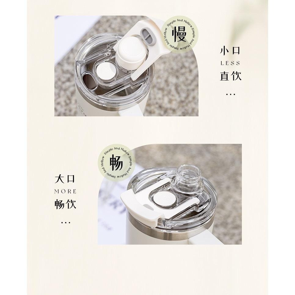 新品SITARAYURI三飲式磁吸保溫杯900ml 304不鏽鋼手柄冰霸杯 磁吸防塵吸管蓋大象杯 手把車載杯 環保咖啡杯-細節圖9