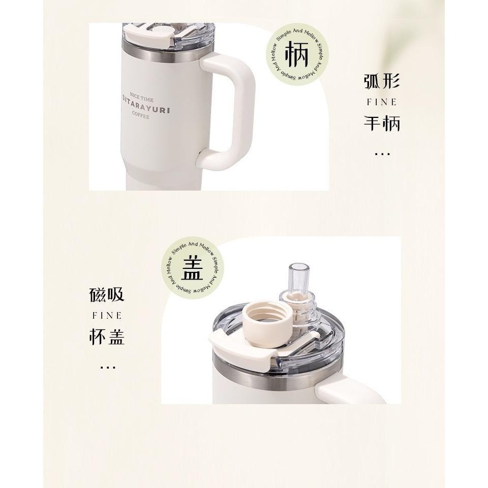 新品SITARAYURI三飲式磁吸保溫杯900ml 304不鏽鋼手柄冰霸杯 磁吸防塵吸管蓋大象杯 手把車載杯 環保咖啡杯-細節圖10