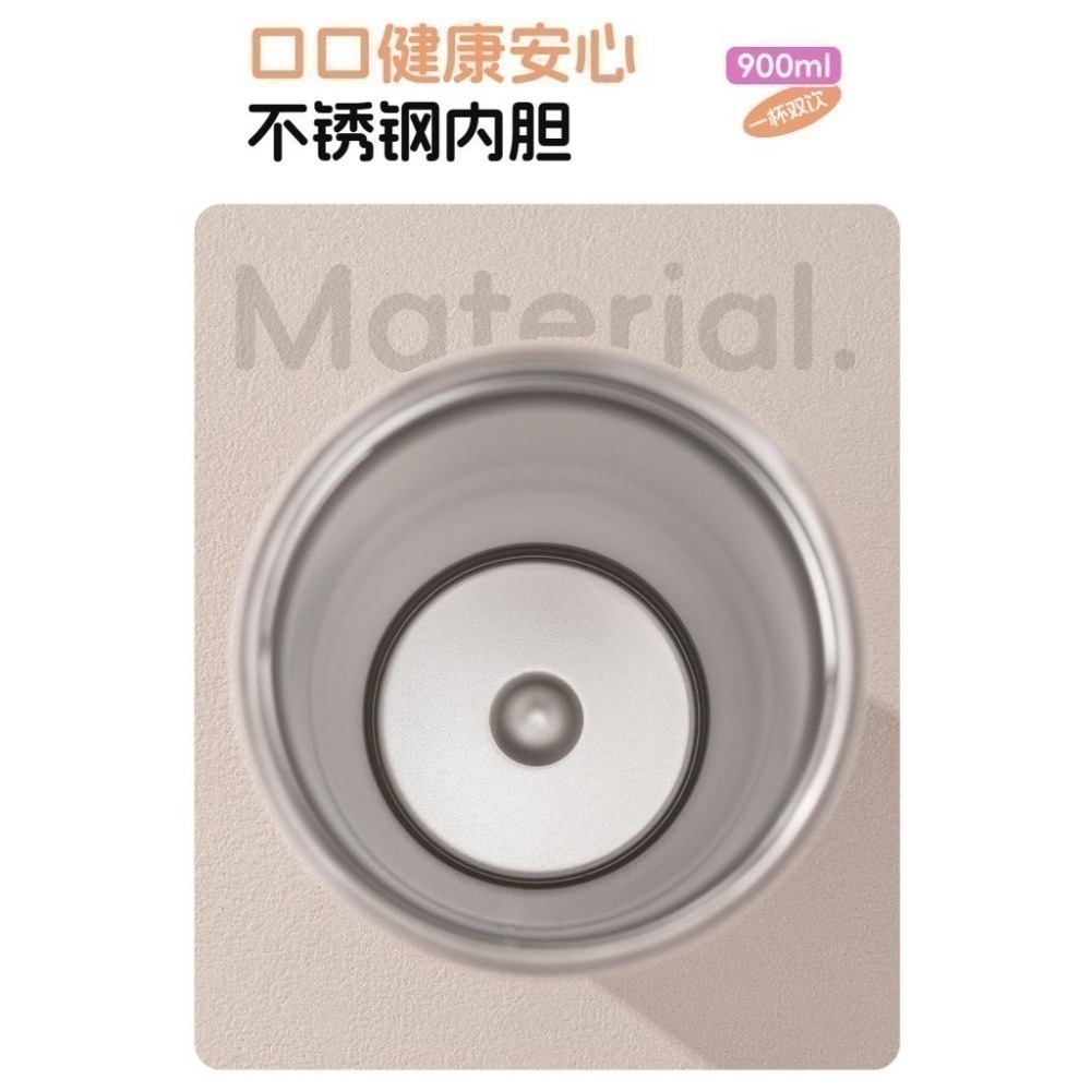 【限時購】SITARAYURI雙飲軟手提彈蓋運動水壺900ml 304不鏽鋼雙飲式杯蓋保溫杯 按壓彈蓋隨行車載環保咖啡杯-細節圖7