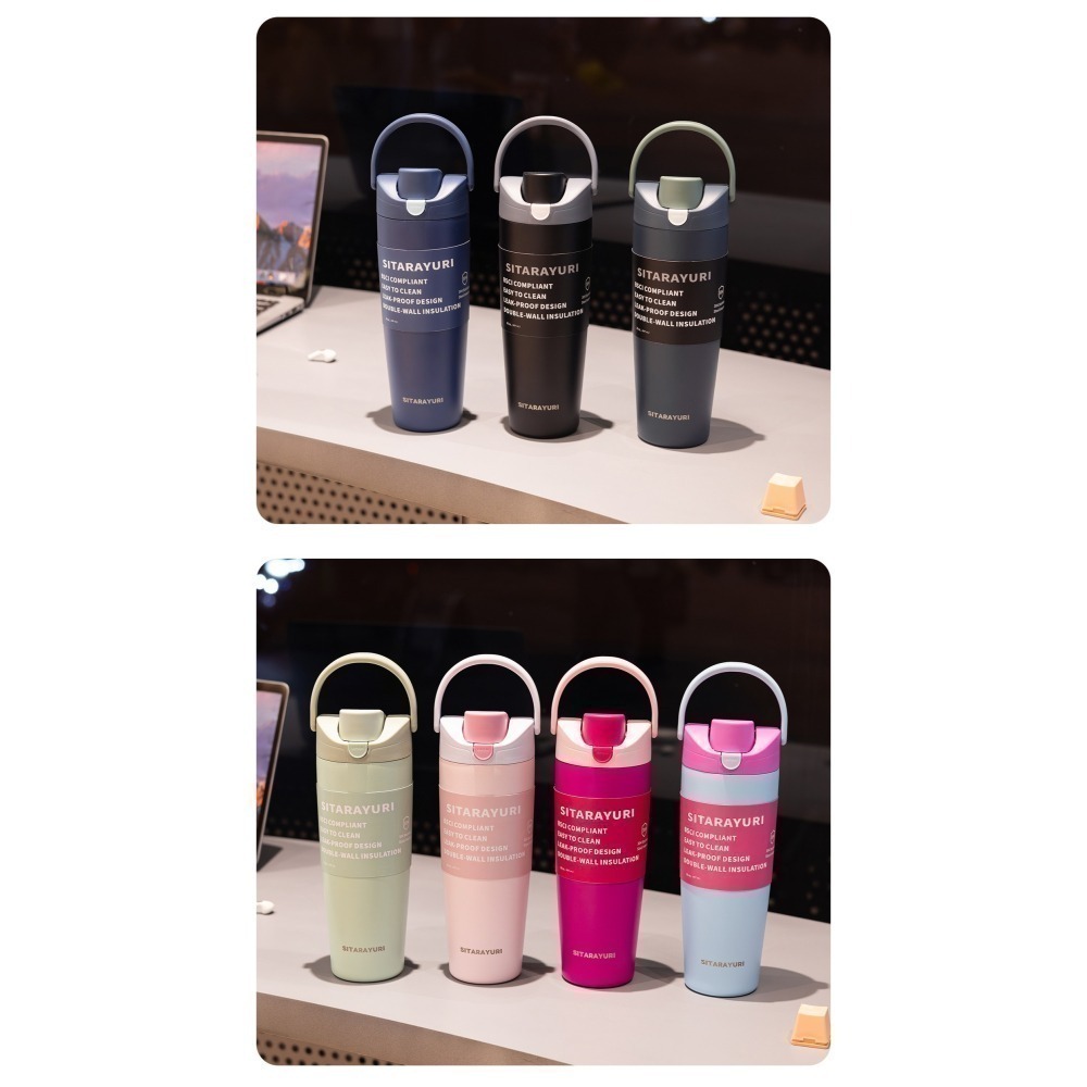 【限時購】SITARAYURI雙飲軟手提彈蓋運動水壺900ml 304不鏽鋼雙飲式杯蓋保溫杯 按壓彈蓋隨行車載環保咖啡杯-細節圖11