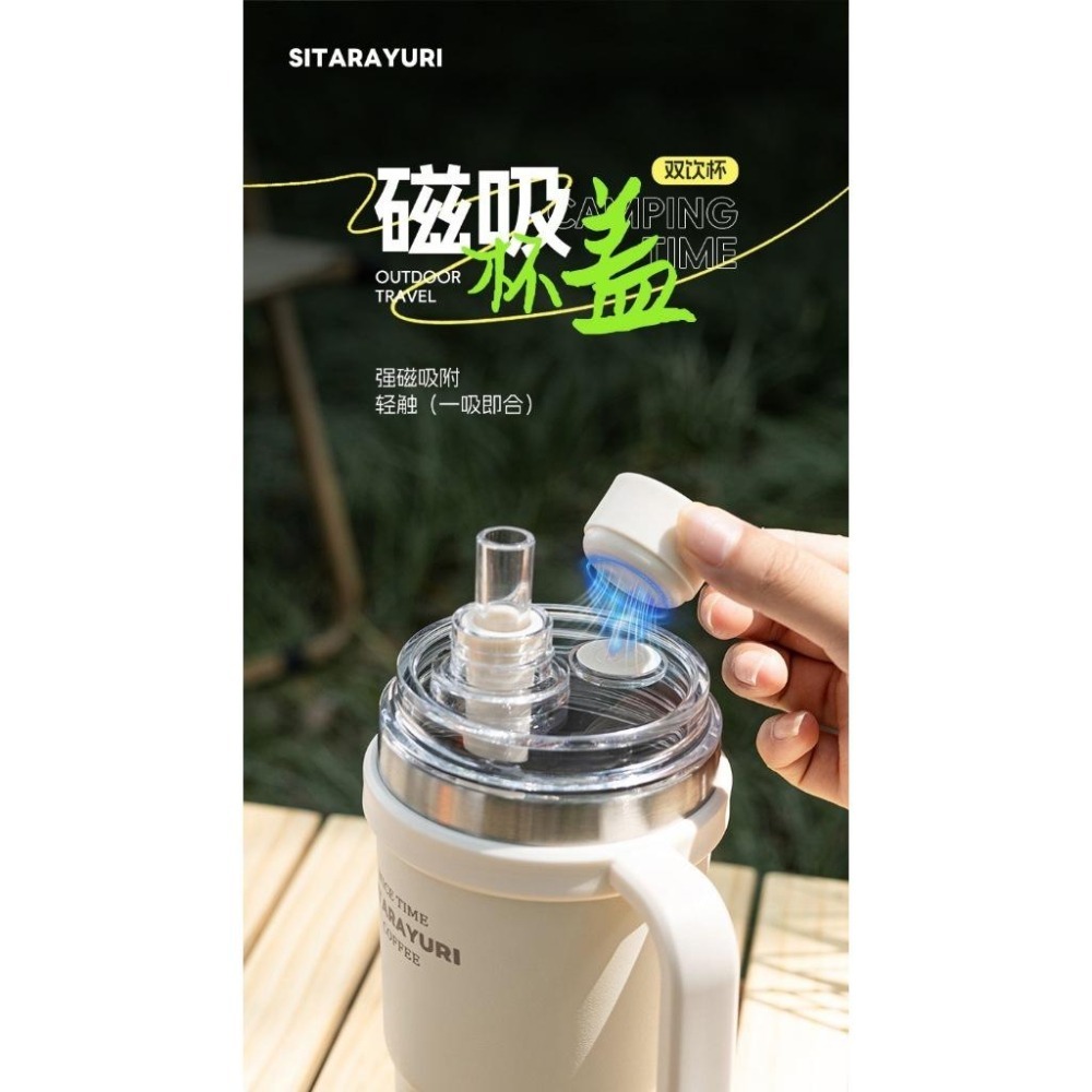 最新SITARAYURI雙飲式磁吸保溫杯 304不鏽鋼600ml手柄冰霸杯 磁吸防塵吸管蓋大象杯 手把車載杯 環保咖啡杯-細節圖5