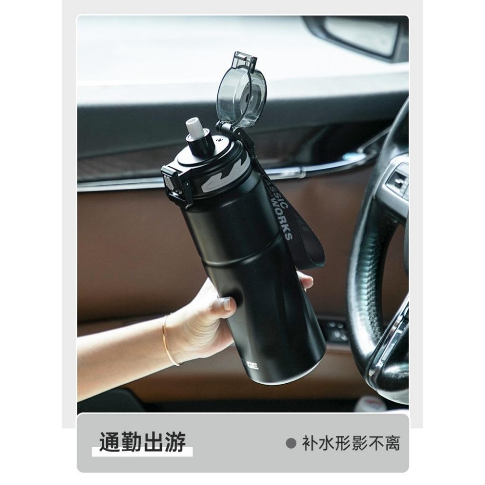 DODGE道奇能量雙飲保溫杯 820ml 316不鏽鋼運動水壺手提隨行杯 一鍵彈蓋環保不鏽鋼咖啡杯 雙飲杯蓋車載保溫水壺-細節圖6