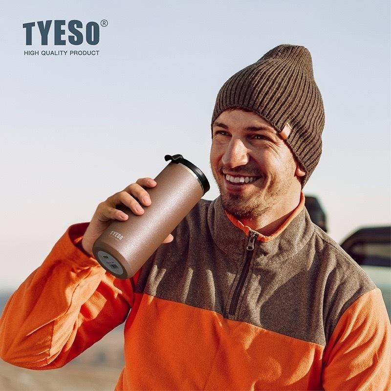 TYESO保溫杯 304不鏽鋼咖啡杯 600ml/750ml不鏽鋼法式濾壓杯 雙層保溫咖啡濾壓杯 不鏽鋼翻蓋加壓茶濾杯-細節圖4