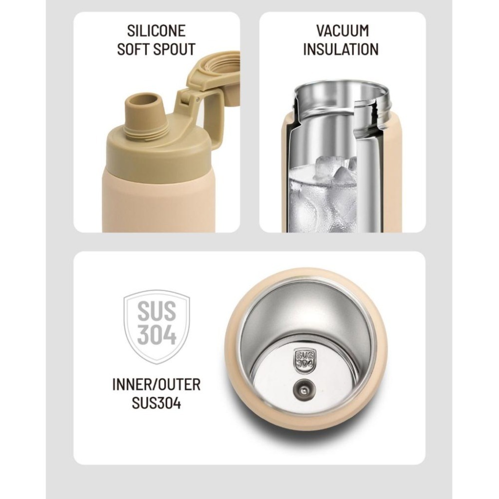 TYESO保溫杯 304不鏽鋼750ml/900ml/1200ml/1500ml大容量磨砂運動保溫杯 防漏附提手運動水壺-細節圖7