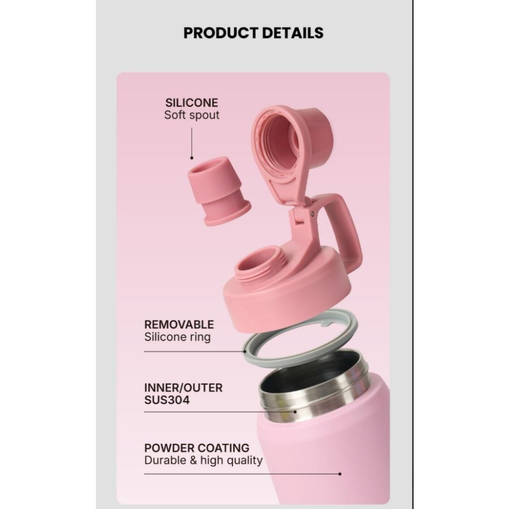 TYESO保溫杯 304不鏽鋼750ml/900ml/1200ml/1500ml大容量磨砂運動保溫杯 防漏附提手運動水壺-細節圖8