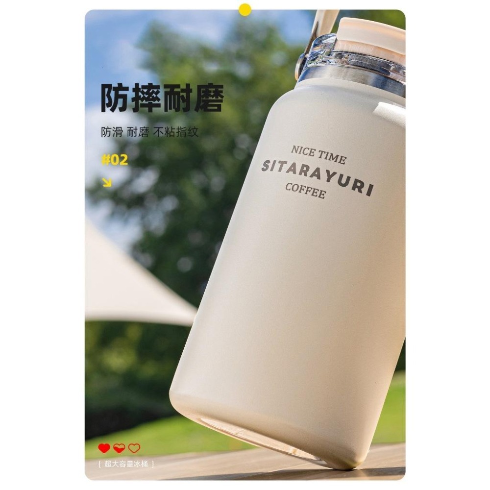 SITARAYURI雙飲式冰桶1200m/1500ml 304不鏽鋼大容量保溫杯 手提雙飲式杯蓋冰霸杯 彩色保溫保冷水壺-細節圖6