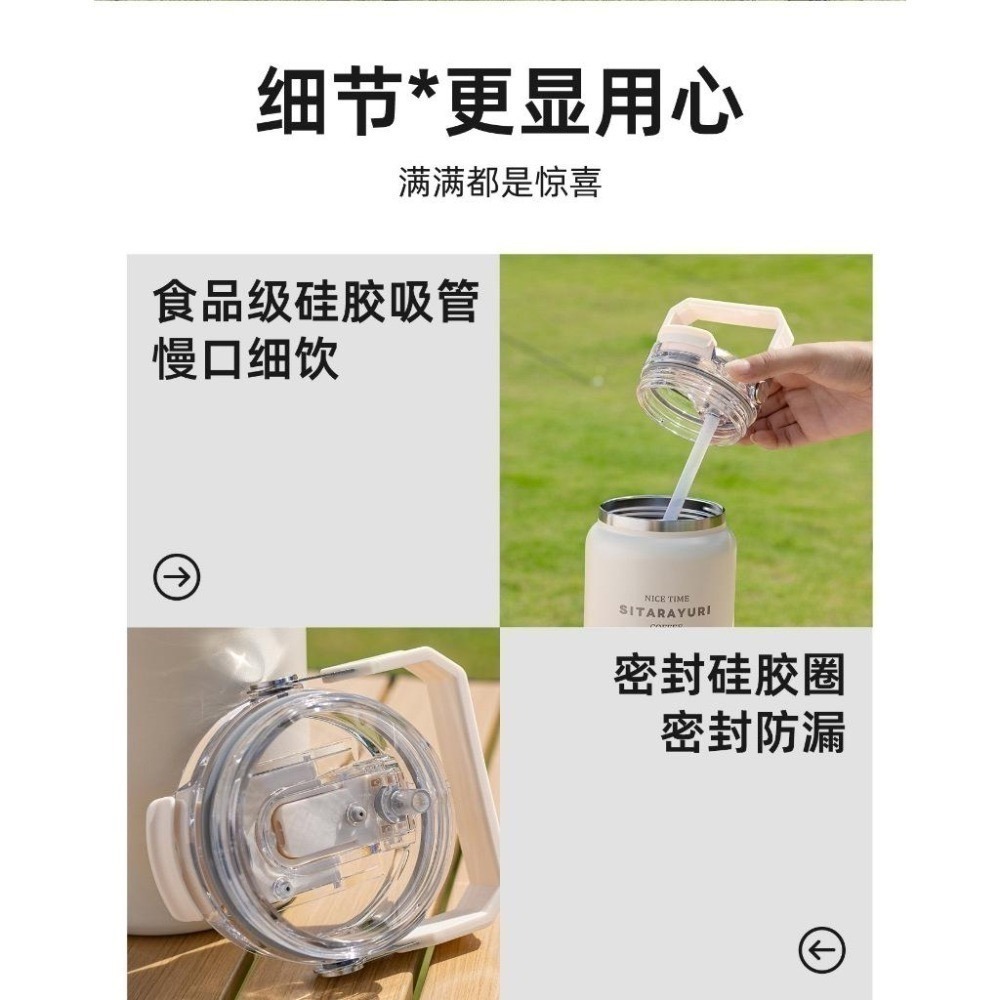 【限時購】SITARAYURI雙飲式冰桶1200m/1500ml 304不鏽鋼大容量保溫杯 手提雙飲式杯蓋冰霸杯大水壺-細節圖10