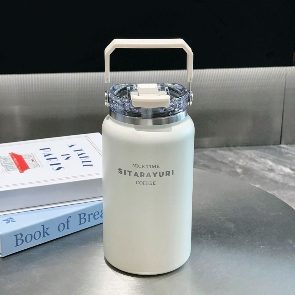 【限時購】SITARAYURI雙飲式冰桶1200m/1500ml 304不鏽鋼大容量保溫杯 手提雙飲式杯蓋冰霸杯大水壺-規格圖11