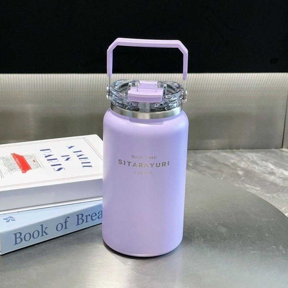 【限時購】SITARAYURI雙飲式冰桶1200m/1500ml 304不鏽鋼大容量保溫杯 手提雙飲式杯蓋冰霸杯大水壺-規格圖11