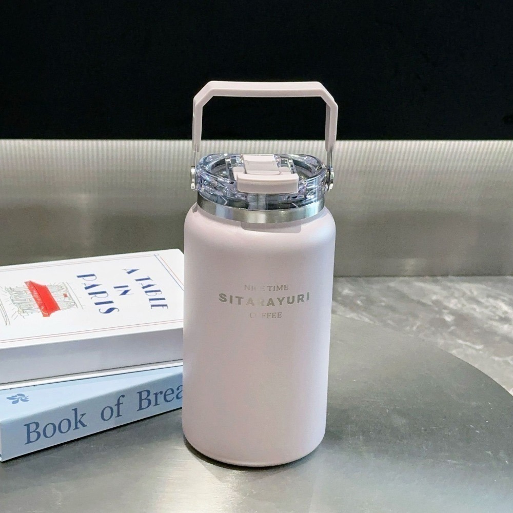 【限時購】SITARAYURI雙飲式冰桶1200m/1500ml 304不鏽鋼大容量保溫杯 手提雙飲式杯蓋冰霸杯大水壺-規格圖11