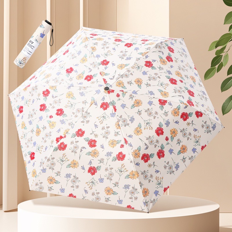 日式超輕晴雨傘 三折小清新碎花傘130G碎花超輕鉛筆傘 防紫外線 防曬太陽傘 小巧便攜晴雨傘 高顏值-規格圖9