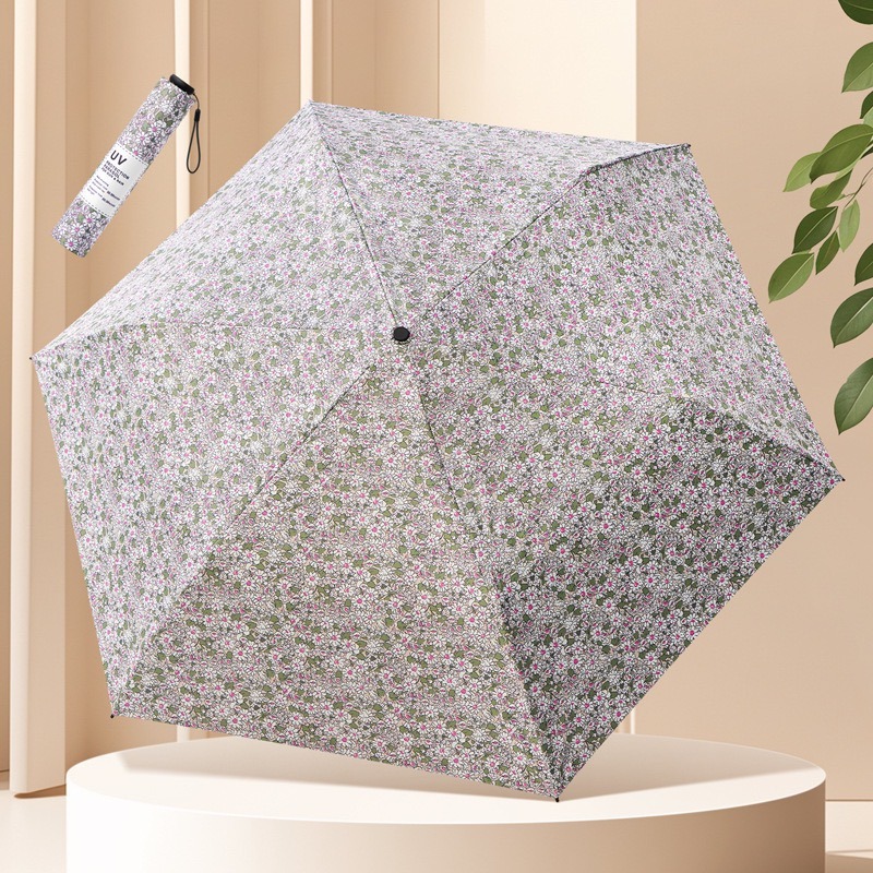 日式超輕晴雨傘 三折小清新碎花傘130G碎花超輕鉛筆傘 防紫外線 防曬太陽傘 小巧便攜晴雨傘 高顏值-規格圖9