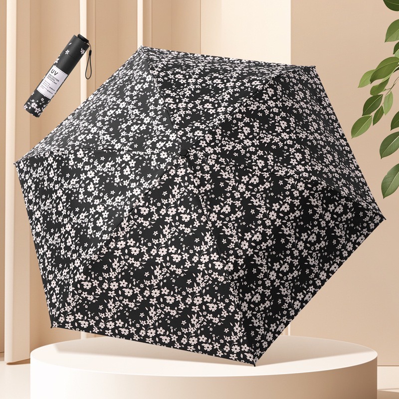 日式超輕晴雨傘 三折小清新碎花傘130G碎花超輕鉛筆傘 防紫外線 防曬太陽傘 小巧便攜晴雨傘 高顏值-規格圖9