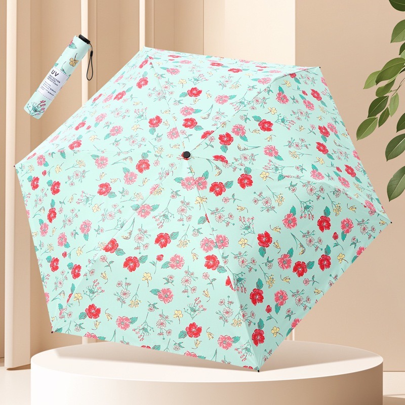 日式超輕晴雨傘 三折小清新碎花傘130G碎花超輕鉛筆傘 防紫外線 防曬太陽傘 小巧便攜晴雨傘 高顏值-規格圖9