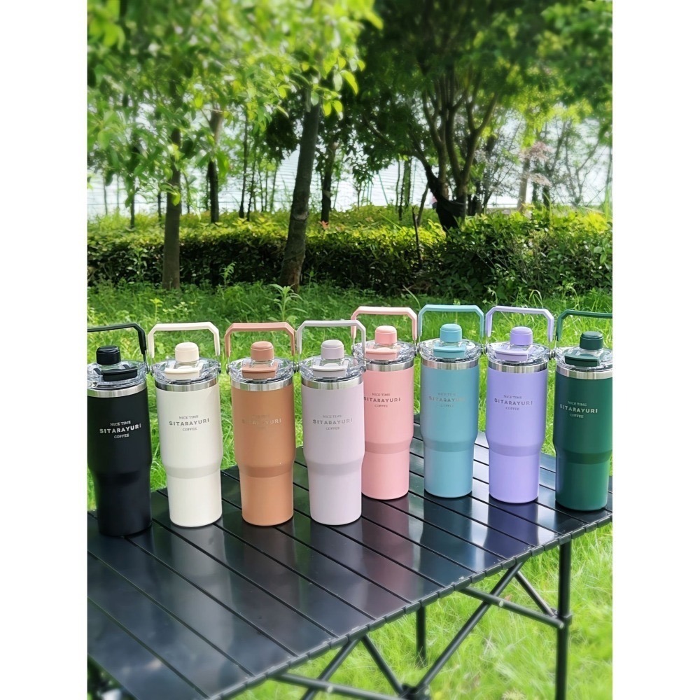 新款SITARAYURI三飲磁吸保溫杯 304不鏽鋼600m/900ml冰霸杯 手提吸管防塵蓋大象杯手提冰霸杯環保咖啡杯-細節圖2
