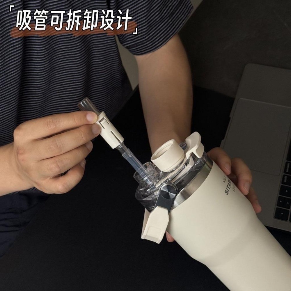 新款SITARAYURI三飲磁吸保溫杯 304不鏽鋼600m/900ml冰霸杯 手提吸管防塵蓋大象杯手提冰霸杯環保咖啡杯-細節圖8