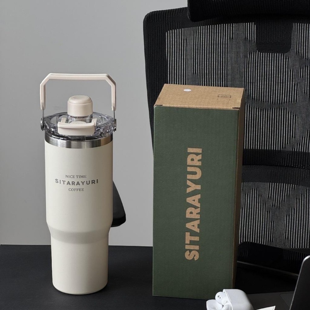 新款SITARAYURI三飲磁吸保溫杯 304不鏽鋼600m/900ml冰霸杯 手提吸管防塵蓋大象杯手提冰霸杯環保咖啡杯-細節圖10