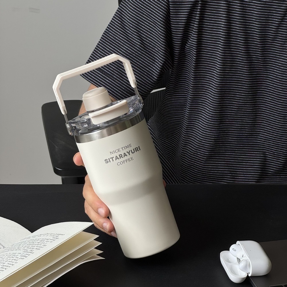 新款SITARAYURI三飲磁吸保溫杯 304不鏽鋼600m/900ml冰霸杯 手提吸管防塵蓋大象杯手提冰霸杯環保咖啡杯-規格圖11