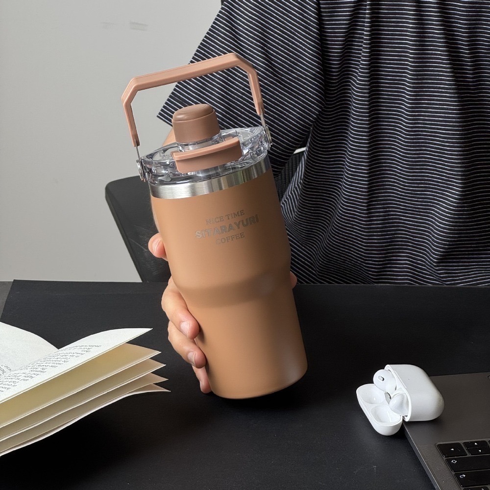 新款SITARAYURI三飲磁吸保溫杯 304不鏽鋼600m/900ml冰霸杯 手提吸管防塵蓋大象杯手提冰霸杯環保咖啡杯-規格圖11
