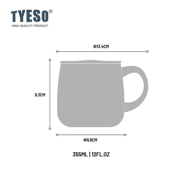 TYESO泰碩新款大肚馬克杯355ml 304不鏽鋼保溫杯高顏值陶瓷涂層內膽咖啡杯 多巴胺配色小清新辦公杯保溫杯-細節圖10