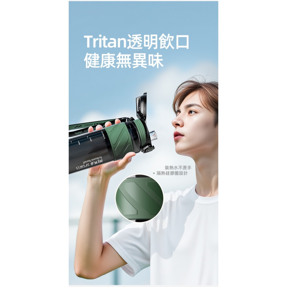NEW.B星曜運動水壺 TRITAN材質直飲吸管隨行杯 一鍵彈蓋安全鎖防漏健身水杯 矽膠套防滑防燙運動水壺 提繩便攜水壺-細節圖3