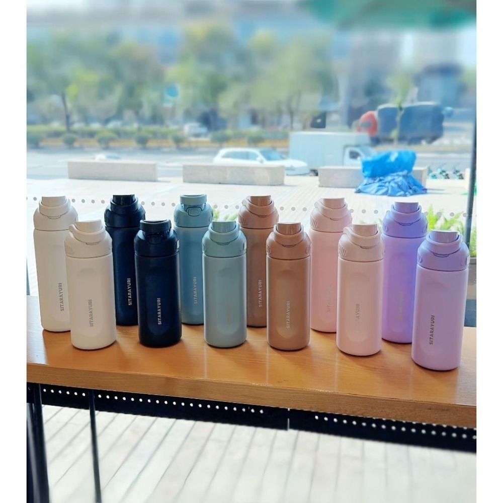 免運 SITARAYURI翻蓋提手運動水壺580ml/800ml 304不鏽鋼手提保溫杯按壓彈蓋隨行環保咖啡杯車載保溫杯-細節圖5