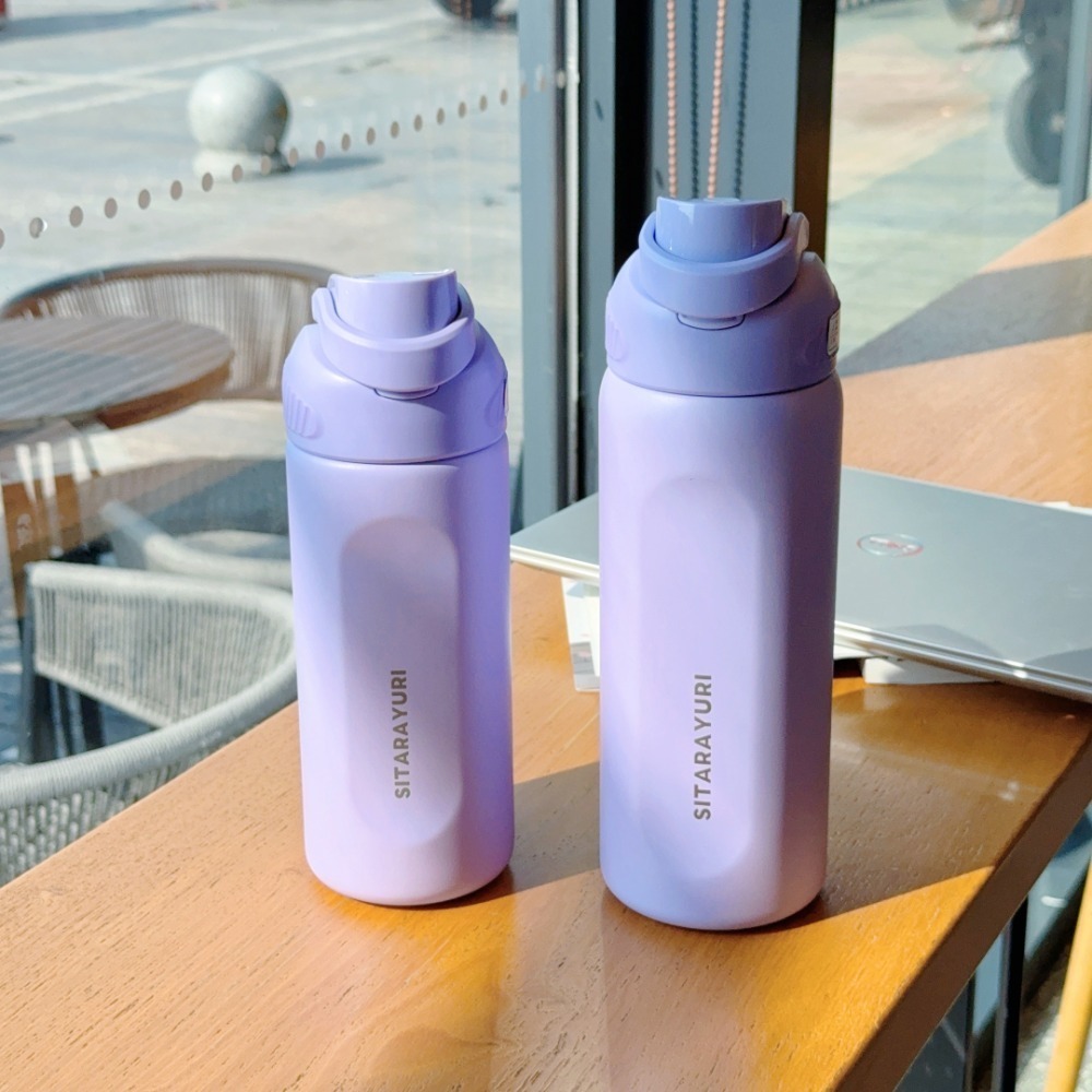 免運 SITARAYURI翻蓋提手運動水壺580ml/800ml 304不鏽鋼手提保溫杯按壓彈蓋隨行環保咖啡杯車載保溫杯-規格圖9