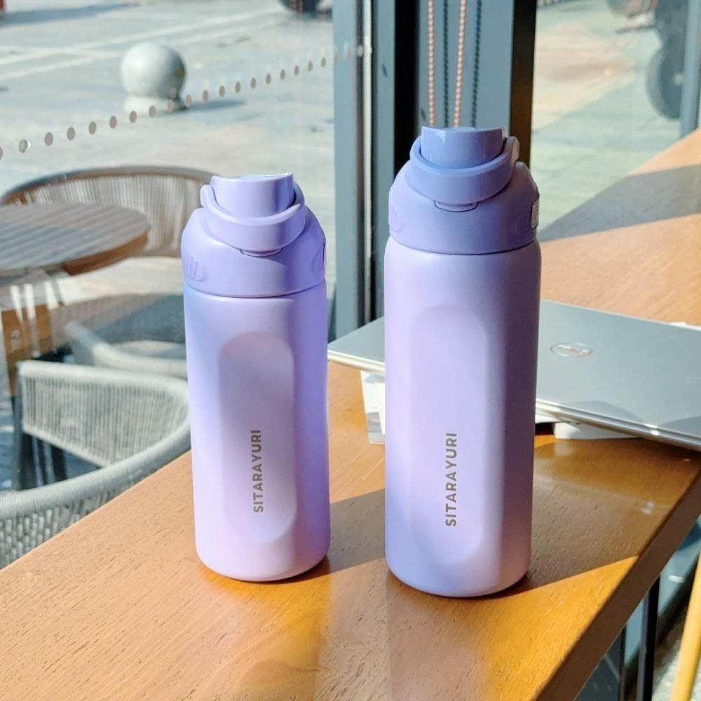 免運 SITARAYURI翻蓋提手運動水壺580ml/800ml 304不鏽鋼手提保溫杯按壓彈蓋隨行環保咖啡杯車載保溫杯-規格圖9