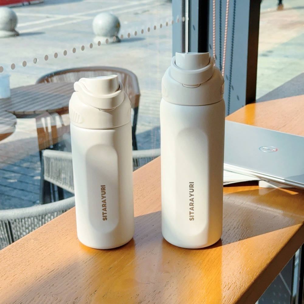 免運 SITARAYURI翻蓋提手運動水壺580ml/800ml 304不鏽鋼手提保溫杯按壓彈蓋隨行環保咖啡杯車載保溫杯-規格圖9