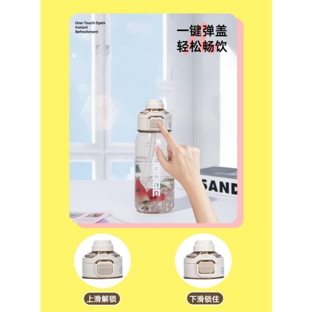 DODGE 道奇鮮活雙飲運動水壺600ml/770ml TRITAN耐溫隱藏手提吸管水壺 按鍵彈蓋防漏手提水壺 彩色水壺-細節圖6