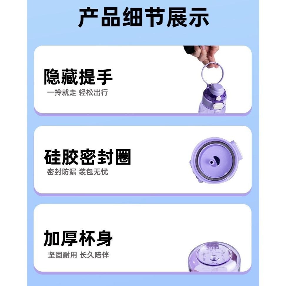 DODGE 道奇鮮活雙飲運動水壺600ml/770ml TRITAN耐溫隱藏手提吸管水壺 按鍵彈蓋防漏手提水壺 彩色水壺-細節圖8