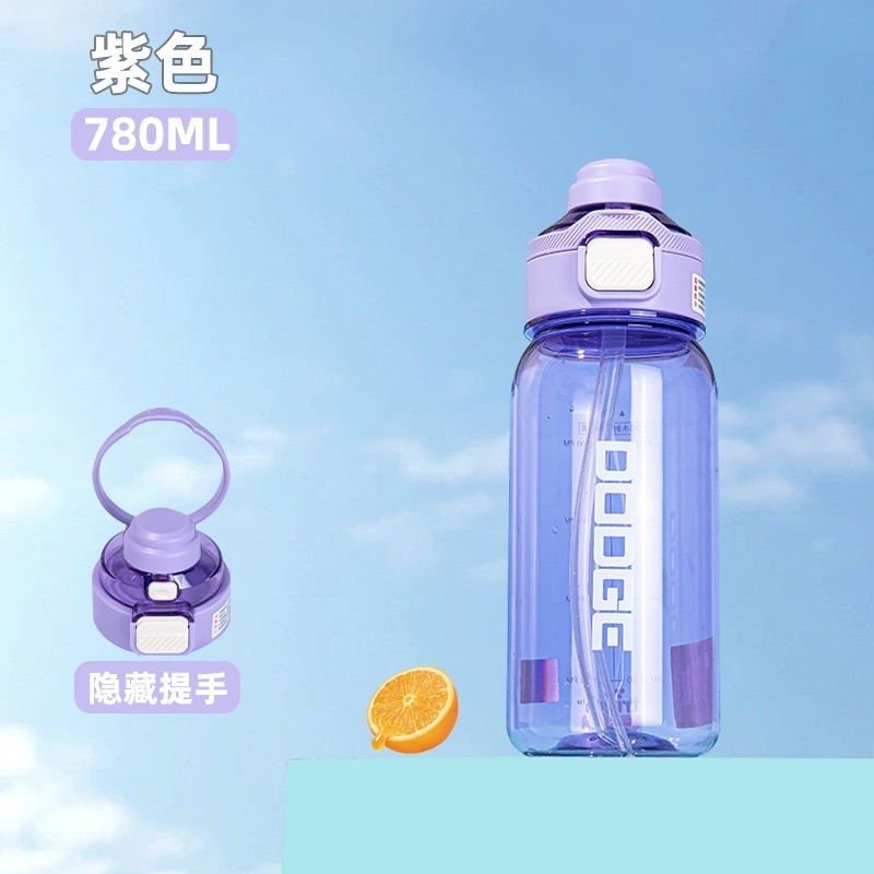 DODGE 道奇鮮活雙飲運動水壺600ml/770ml TRITAN耐溫隱藏手提吸管水壺 按鍵彈蓋防漏手提水壺 彩色水壺-規格圖9