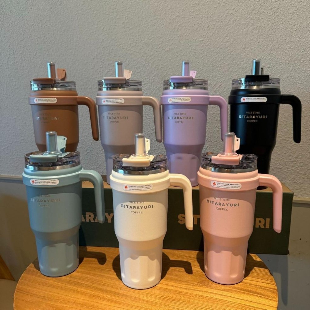 新款SITARAYURI雙飲保溫杯 304不鏽鋼1100ml冰霸杯 雙飲防塵蓋吸管大象杯 手把冰霸杯 環保咖啡杯 車載杯-細節圖7