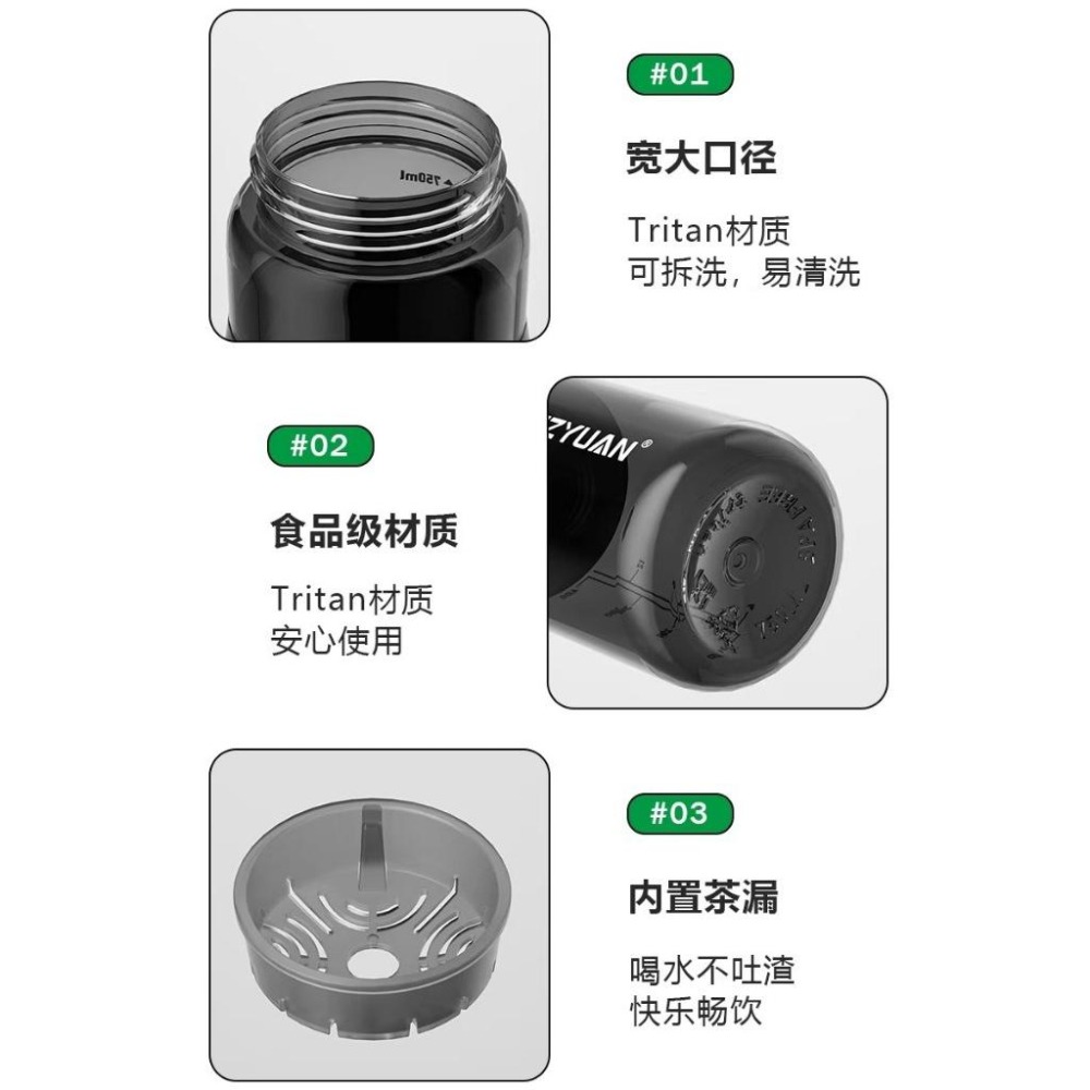 KANGZYUAN運動水壺 TRITAN材質吸管隨行杯 一鍵彈蓋安全鎖防漏健身水杯 矽膠套防滑防燙運動水壺 提繩便攜水壺-細節圖5