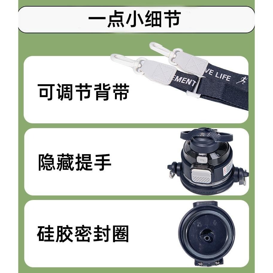 道奇路途風光雙飲運動水壺1000ml TRITAN耐溫手提揹帶吸管水壺按鍵彈蓋雙飲式防漏 可調節提帶隱藏手提多功能運動壺-細節圖8