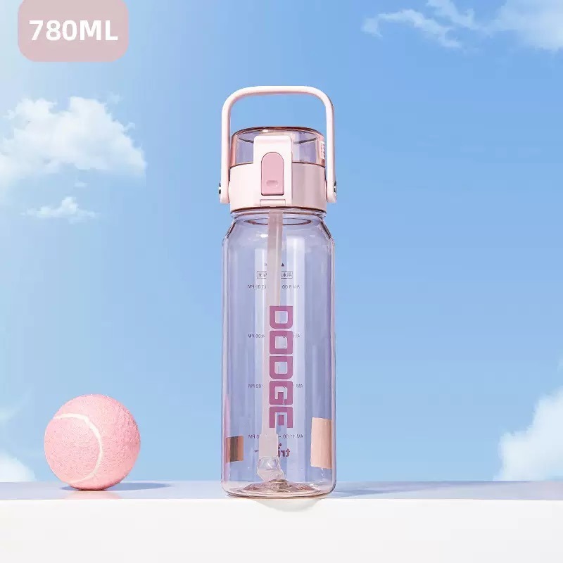 道奇雅致隨手運動杯 780ml TRITAN耐溫手提吸管水壺安全鎖一鍵彈蓋雙飲式吸管防漏水壺 手提旋轉蓋彩色透明運動水壺-規格圖9